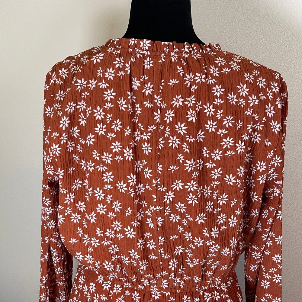 Loft Women's Sz M Burnt Orange‎ Tiered Madi Dress with Keyhole Opening - Picture 5 of 16